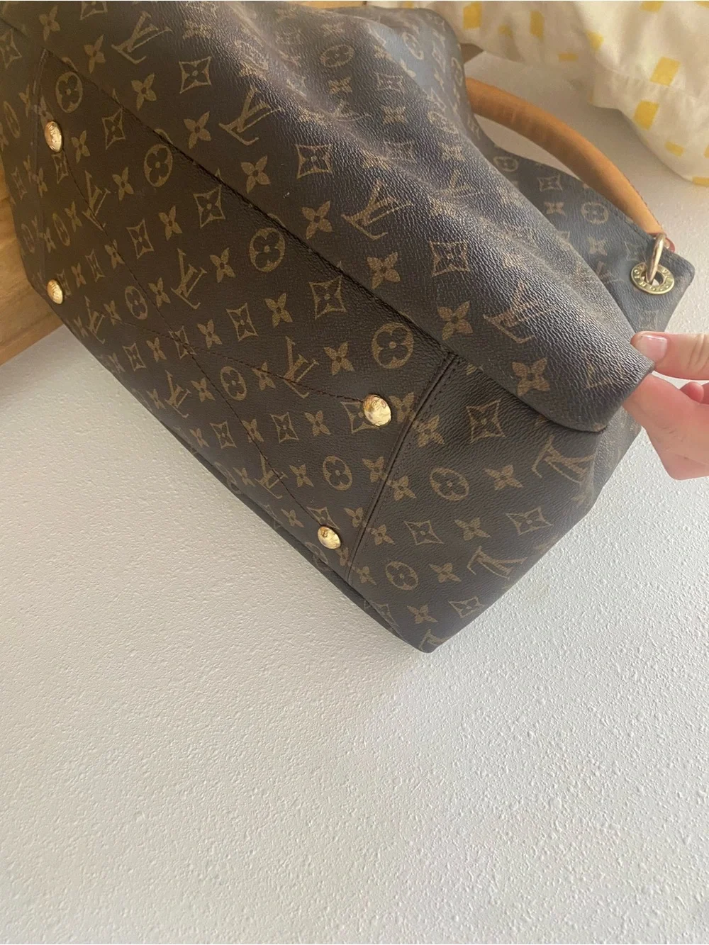 Brown Monogram Shoulder Bag with Vachetta Leather Handle